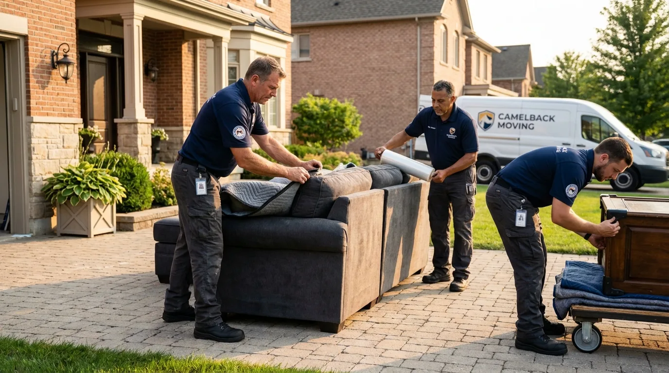 Large estate moving crew wrapping furniture in Lecompte, LA